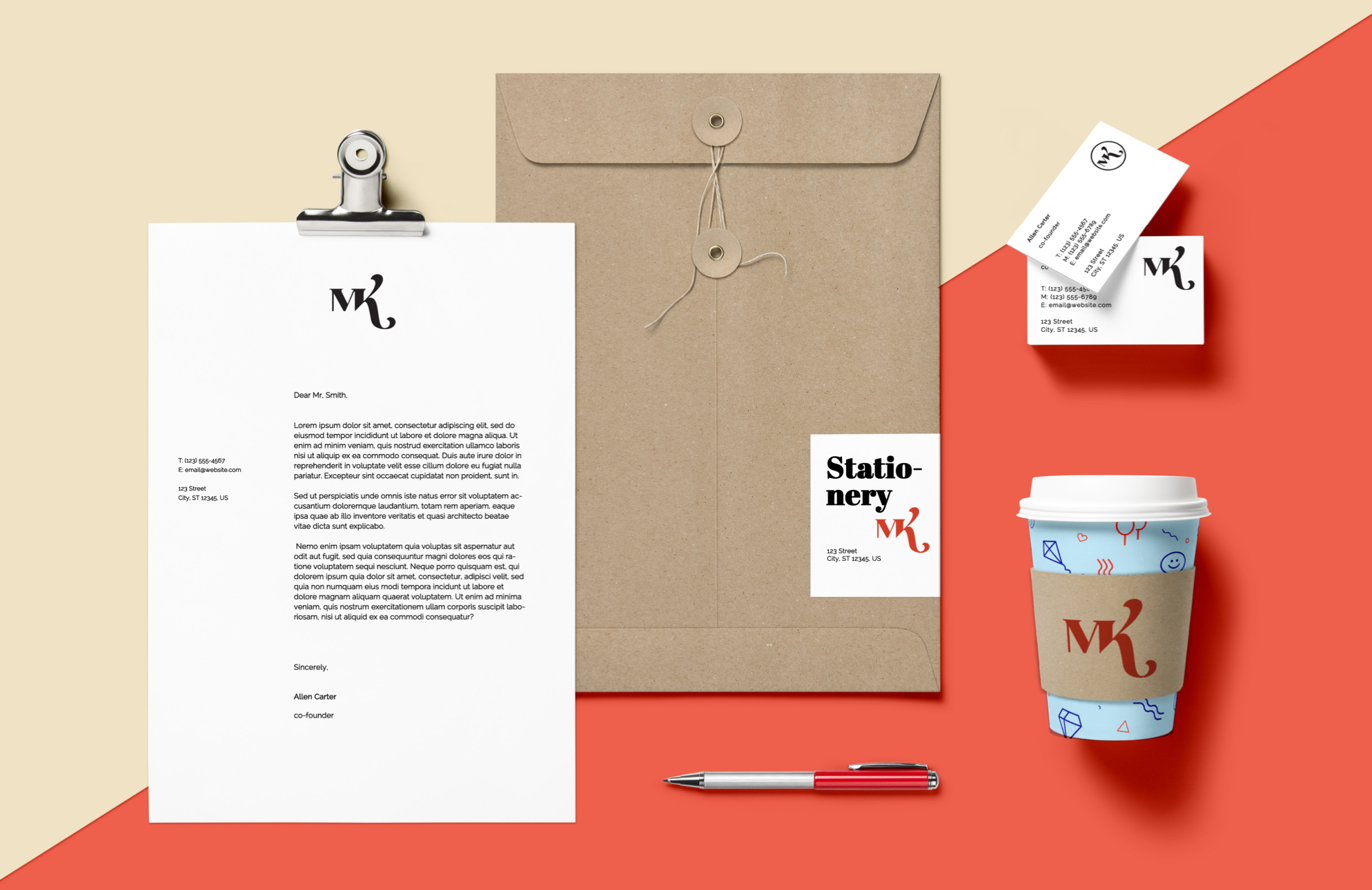 Logo stationery set mockup