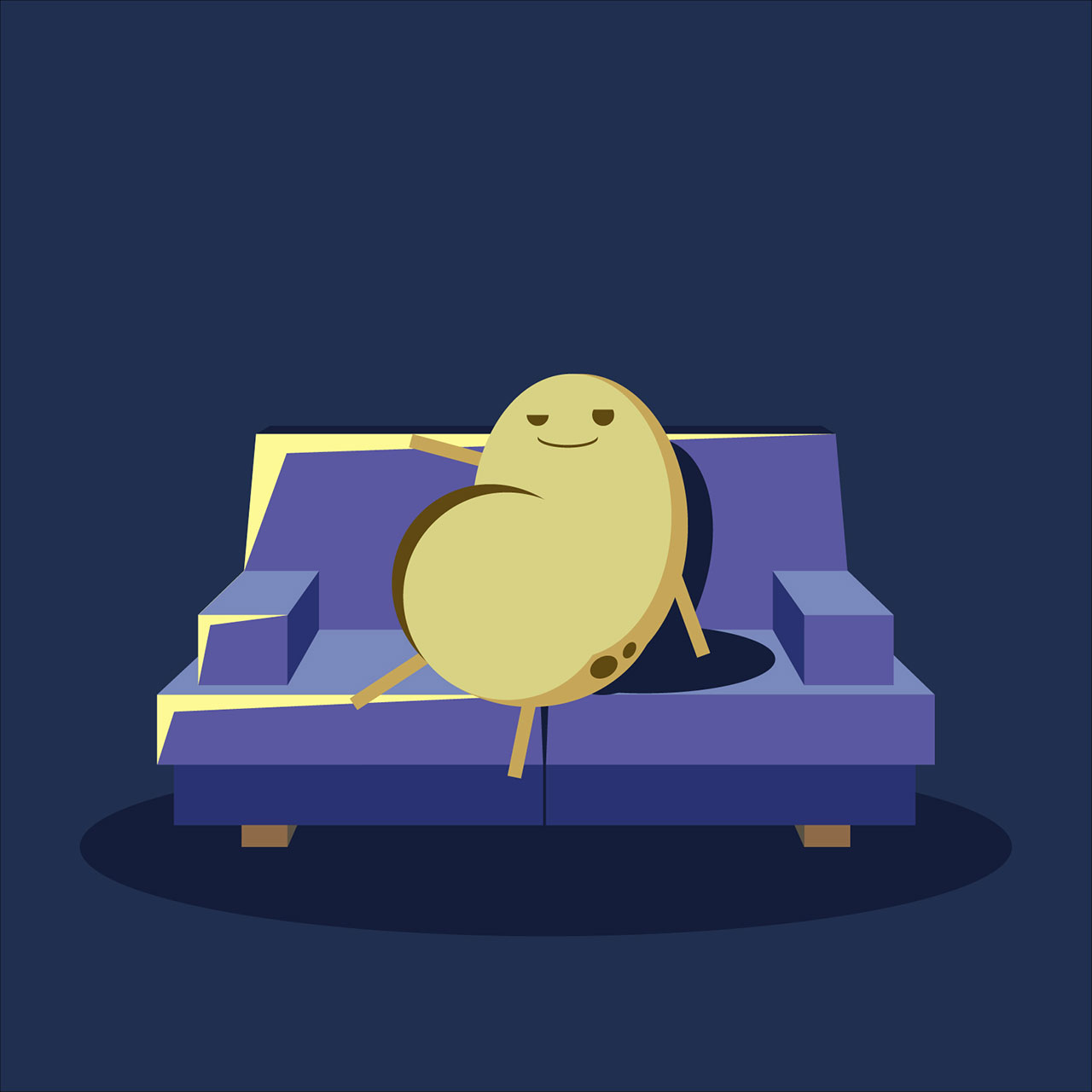 Interactive image of a potato on a couch
