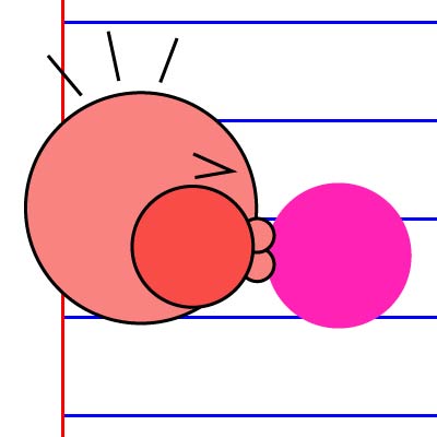 Cartoon character blowing bubblegum