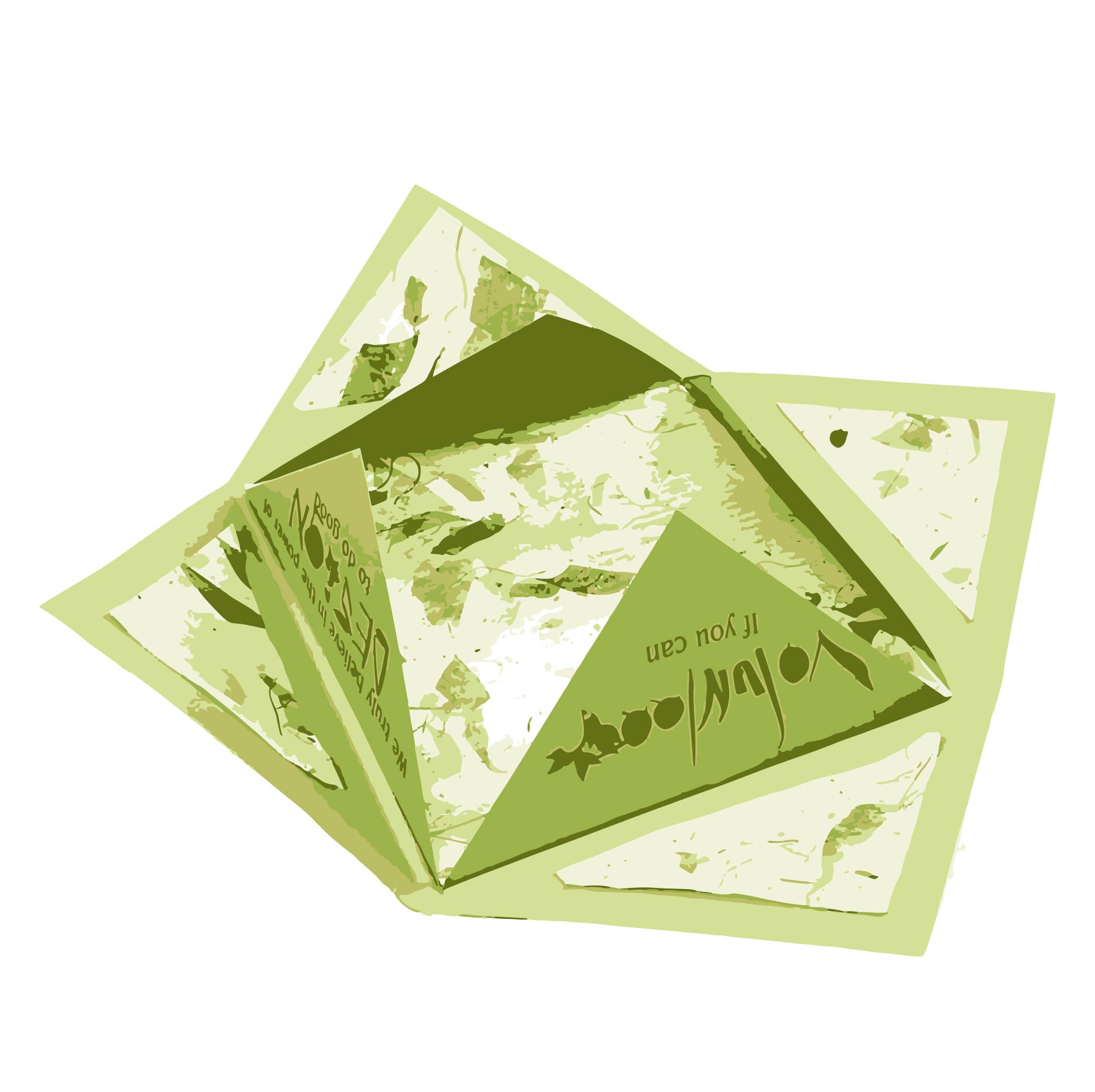 4 sided cardboard inside another 4 sided folder cardboard with a double sided printed square article insdie